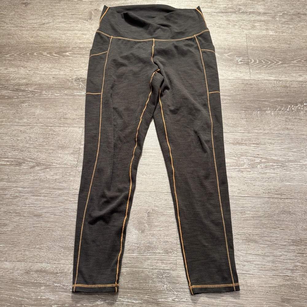 prAna Leggings Womens Large Brown Nylon Electa Yoga Performance Athleisure 28x25